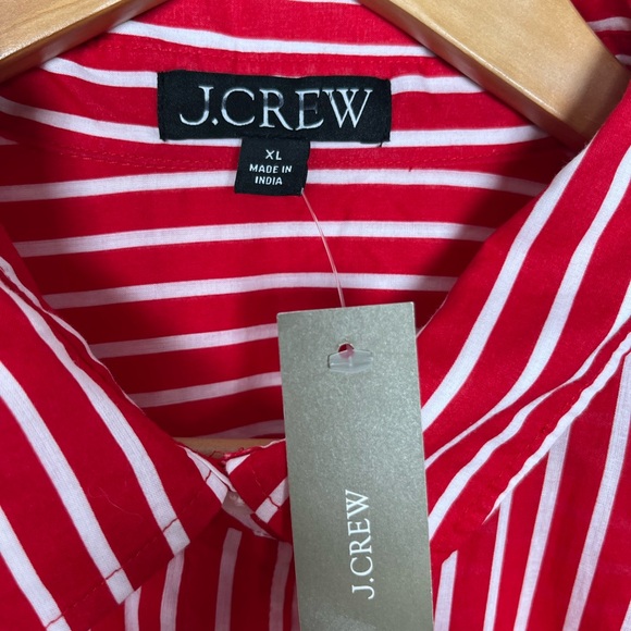 J. Crew Size XL Red Cotton voile beach shirt in stripe- - Picture 10 of 11